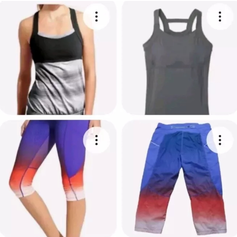 Athleta Leggings Tennis Tank Athletic Top Woman S Active Ombre Black Striped